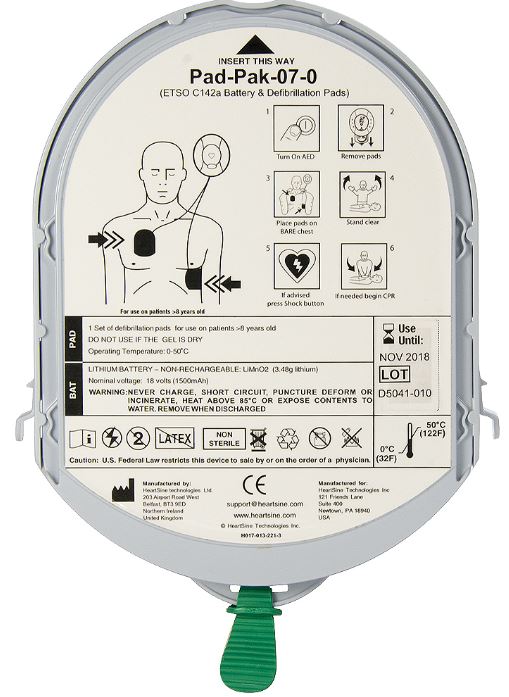 HeartSine Samaritan Aviation Adult Pad-Pak - TSO-C142a Certification